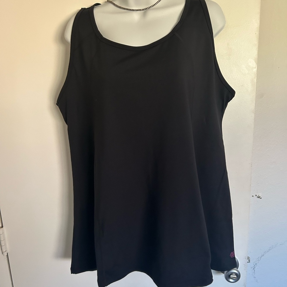 Any age activewear-Black Relaxed Sleeveless Tank Top..4XL